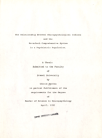 The relationship between neuropsychological indices and the Rorschach comprehensive system in a psychiatric population