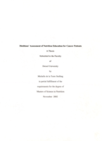 Dietitians' assessment of nutrition education for cancer patients