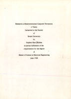Research in multiresolutional computer perception