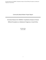 Formative Research for MAMAS: A Qualitative Analysis of School Officials Perceptions on Adolescent Pregnancy in South Africa