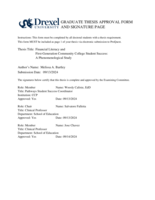 Financial Literacy and First-Generation Community College Student Success: A Phenomenological Study
