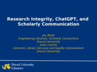 Research Integrity, ChatGPT, and Scholarly Communication