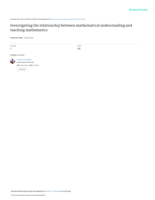 Investigating the relationship between mathematical understanding and teaching mathematics