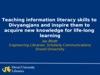Teaching information literacy skills to Divyangjans and inspire them to acquire new knowledge for life-long learning