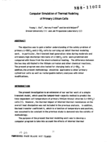 Computer Simulation of Thermal Modeling of Primary Lithium Cells