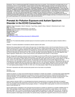 Prenatal Air Pollution Exposure and Autism Spectrum Disorder in the ECHO Consortium