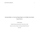 Measuring mobility: use of the Johns Hopkins Highest Level of Mobility tool in medical-surgical telemetry