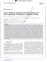 Porous Additively Manufactured PEKK Improves In Vitro Osteoblastic Performance Compared to PEEK