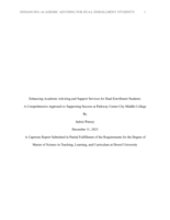 Enhancing academic advising and support services for dual-enrollment students: a comprehensive approach to supporting success at Parkway Center City Middle College