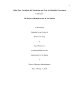 Call of duty: patriotism, job satisfaction, and trust for embedded government contractors : the drivers of being a servant of two masters