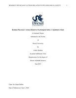 Resident physicians' actions related to psychological safety: a qualitative study